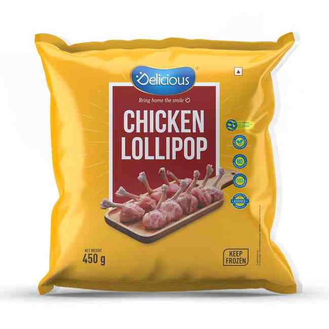 Elicious Frozen Chicken Lollypop, 450gm